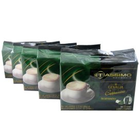 Tassimo T-Disk: Gevalia Cappuccino Decaf. T-Disc Pods (Case of 5 packages; 80 T-Discs Total)