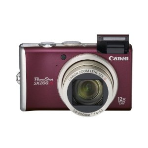 Canon PowerShot SX200IS 12MP Camera w/ 12x Wide Angle Optical IS Zoom (color: Red)