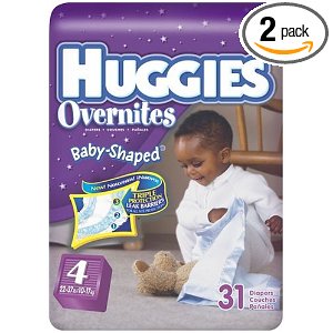 Huggies Overnites Diapers, Step 4 (22-37 Lbs), 31-Count Packages (Pack of 2) (62 Diapers)