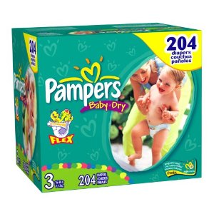 Pampers Baby-Dry Diapers, Size 3 (16-28 Lbs) Economy Plus Pack (incl. 204 Diapers)