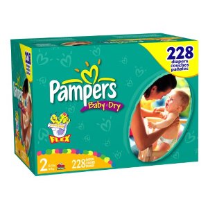 Pampers Baby-Dry Diapers, Size 2 (12-18lbs) Economy Plus Pack (incl. 228 diapers)