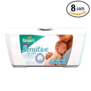 Pampers Sensitive Baby Wipes, 64-Count Tubs (Pack of 8) (512 wipes)