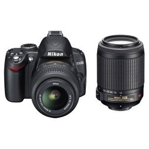 Nikon D3000  DSLR Camera with 18-55mm f/3.5-5.6G and 55-200 AF-S DX VR Nikkor Zoom Lenses