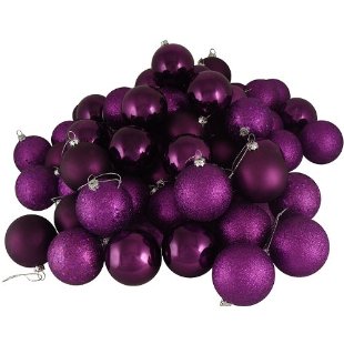 60ct Purple Passion Shatterproof 4-Finish Christmas Ball Ornaments 2.5" (60mm)
