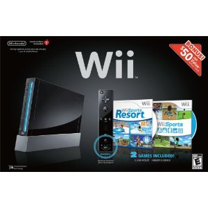 Nintendo Wii Black Bundle with Remote Plus, Nunchuk, Wii Sports, Wii Sports Resort