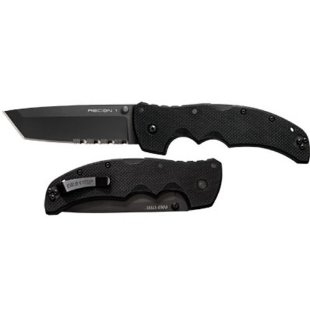 Cold Steel Recon 1 27TLTH Tanto Point 50/50 Edge Folder Tactical Knife with Long G-10 Handle