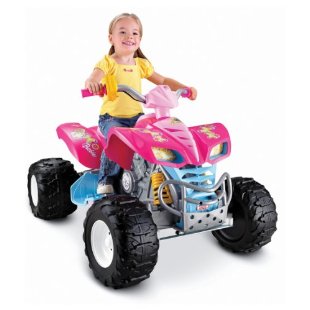 Power Wheels Kawasaki KFX Barbie ATV 12v Ride-On with Monster Traction (Pink)