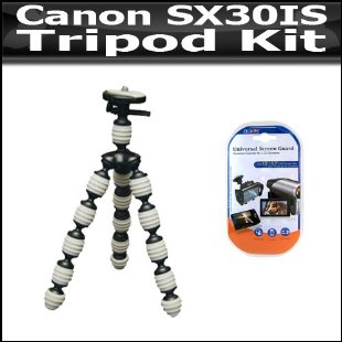 Tripod Kit For The Canon SX30IS SX30 IS Digital Camera Includes Gripster Flexible Tripod + Clear LCD Screen Protectors