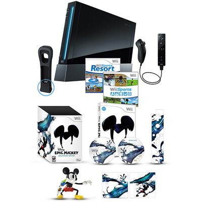 Nintendo Wii System Bundle with Disney Epic Mickey Collectors Edition