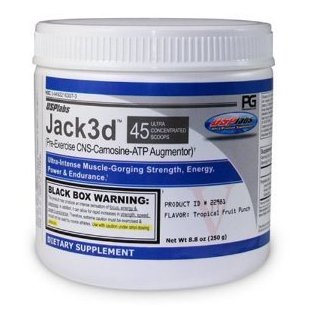 USPLabs Jack3d Pre-Workout Drink (Tropical Fruit Punch, 45 servings, 250 grams)
