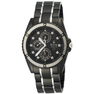 Bulova 98E003 Marine Star Diamond Accented Black Ionic Plated Watch
