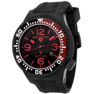 Swiss Legend Neptune Men's Black Ion-Plated Rubber Watch 21818P-BB-01-RB