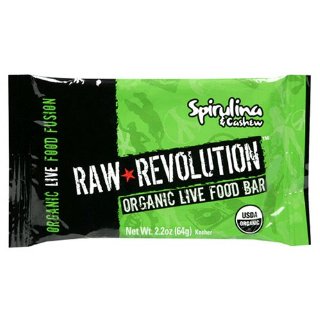 Raw Revolution Organic Live Food Bars, Spirulina and Cashew, 2.2-Ounce Bars (Pack of 12)