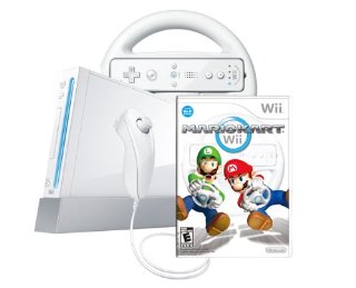 Nintendo Wii System with Mario Kart Bundle (White)