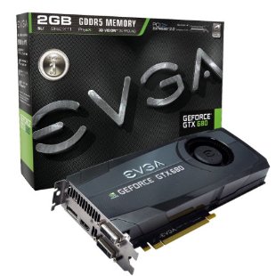 EVGA GeForce GTX 680 Graphics Card with 2048MB GDDR5, DVI, DVI-D, HDMI, DisplayPort, 4-way SLI Ready (02G-P4-2680-KR)