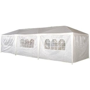 Palm Springs 10x30' Party Tent Gazebo Canopy with Sidewalls (White)