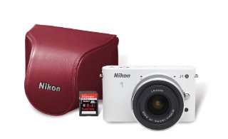 Nikon 1 J1 10.1MP Digital Camera Bundle with 10-30mm VR 1 NIKKOR Lens, 8 GB SD Card, and Case (White)