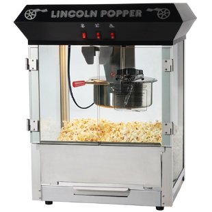 Great Northern Popcorn Black Bar-Style Lincoln Popper Popcorn Machine with 8-Ounce Kettle