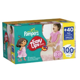 Pampers Easy Ups Trainers for Girls (Size 2T/3T = Size 4,Pack of 100)