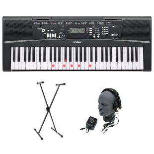 Yamaha EZ-220 Lighted Key Premium Keyboard Package with Headphones, Stand and Power Supply