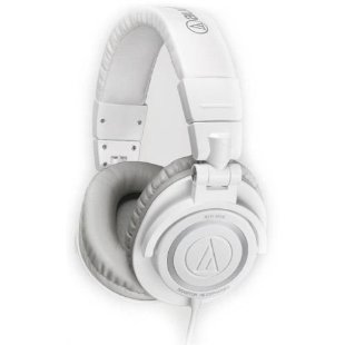 Audio Technica ATH-M50WH Professional Studio Monitor Headphones with Coiled Cable (White)