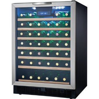 Danby 50 Bottle Designer Wine Cooler with LED Light (Black/Stainless, DWC508BLS)