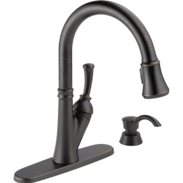 Delta Savile 19949-RBSD-DST Single Handle Pull-Down Kitchen Faucet with Soap Dispenser (Venetian Bronze)