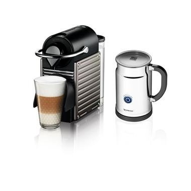 Nespresso Pixie Espresso Maker With Aeroccino Plus Milk Frother, Electric Titan