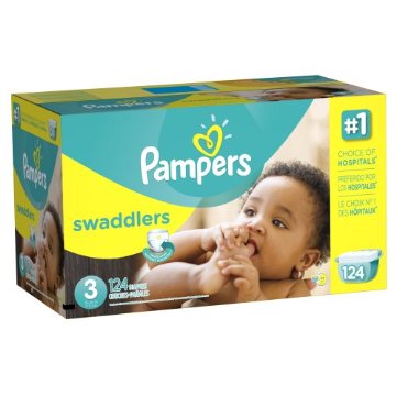 Pampers Swaddlers Diapers Economy Pack Plus (Size 3, 16-28lbs, Pack of 124)