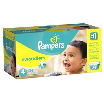 Pampers Swaddlers Diapers Economy Pack Plus (Size 4,  22-37lbs, Pack of 104)