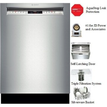 Bosch SHE68T55UC 800 Series 24 Stainless Steel Semi-Integrated Dishwasher