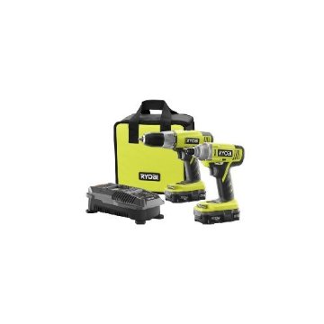 Ryobi P882 One+ 18v Lithium-Ion Drill and Impact Driver Kit