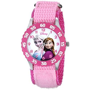 Disney Kids' W000970 Frozen Anna Snow Queen Stainless Steel Watch with Pink Nylon Band