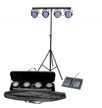 Chauvet Mini-4bar LED Wash System with Light Fixture, Carry Case, Tripod Stand, and Footswitch Included