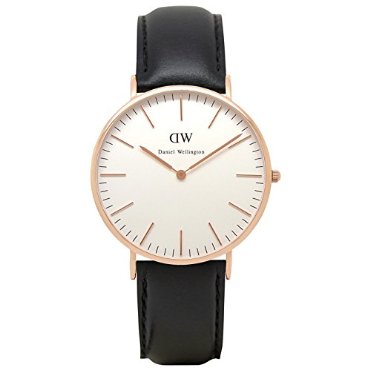 Daniel Wellington Sheffield 40mm Rose Gold Men's Watch with Black Leather Band