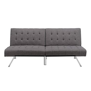 DHP Emily Convertible Splitback Futon Sofa Sleeper (Grey Linen)