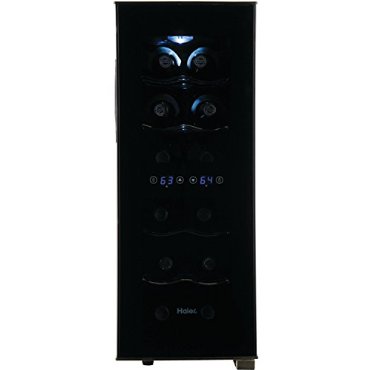 Haier 12-Bottle Dual Zone Curved Door with Smoked Glass Wine Cellar (HVTEC12DAB)