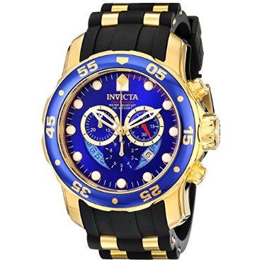 Invicta 6983 Pro Diver Yellow Gold/Blue Chronograph Men's Watch with Polyurethane Band