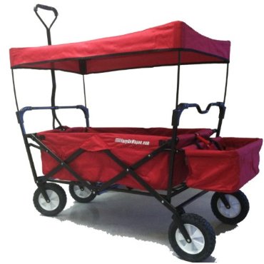 EasyGo Wagon - Red - Folding collapsible utility wagon. Unique folding wagon is more portable than Red Flyer. Fits in trunk of standard car