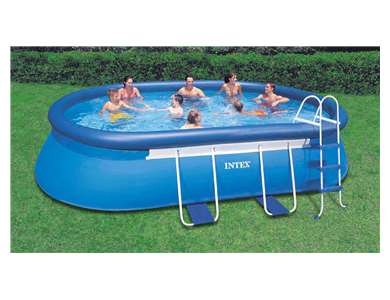 Intex 18x10' x 42 Oval Frame Pool Set with Filter Pump, Ladder, Ground Cloth, Cover (28191EH)