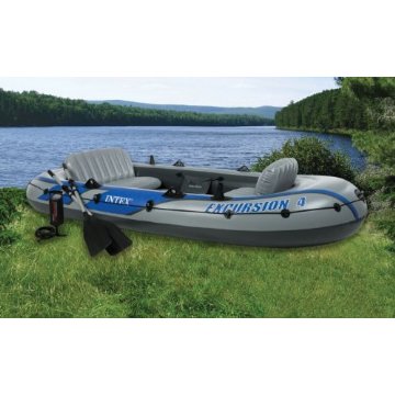 Intex Excursion 4 Inflatable Boat Set with Oars and Pump