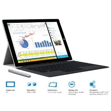 Microsoft Surface Pro 3 128GB with Black Type Keyboard (Intel Core i5, 4GB Ram, 12" Touchscreen, Windows 8.1)