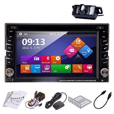 Zhiyi  6.2" Double-Din Multimedia GPS Navigation Receiver with Bluetooth, Rear Camera