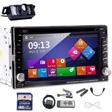 Windows Win 8 UI Design Rear Camera Included 2015 New Model 6.2" Double-2 DIN In Dash Car DVD Player Touch screen LCD Monitor with DVD/CD/MP3/MP4/USB/SD/AM/FM/RDS Radio/Bluetooth/Stereo/Audio and GPS Navigation SAT NAV Wall Paper exchange HD:800*480 LCD+ 