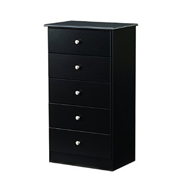 Lang Furniture Special 5-Drawer Chest with Pewter Hardware with Roller Glides, 16 by 24 by 44, Black