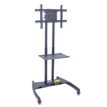 LUXOR FP2500 Adjustable Height LED/LCD Flat Panel Mount Cart with Shelf, Gray