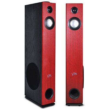 VM Audio EXAT10 Cherry/Black Floorstanding Powered Bluetooth Tower Speakers Pair