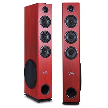 VM Audio EXAT33 Cherry Floorstanding Powered Bluetooth Tower Speakers (Pair)