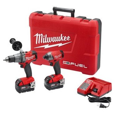 Milwaukee 2897-22 M18 FUEL 2-Tool Combo Kit w/ Hammer Drill, Impact Wrench, 2 Batteries, Charger