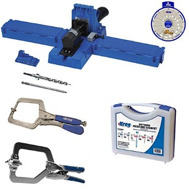 Kreg Jig K5 Super Kit with SK03 Screw Kit, KHC-1410 Automax Clamp, KHRC Right Angle Clamp,SSW Screw Selector